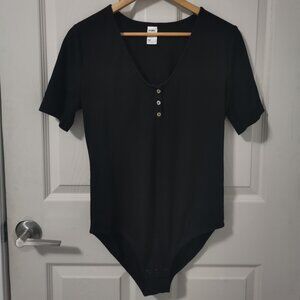 Black Short-Sleeve Bodysuit
